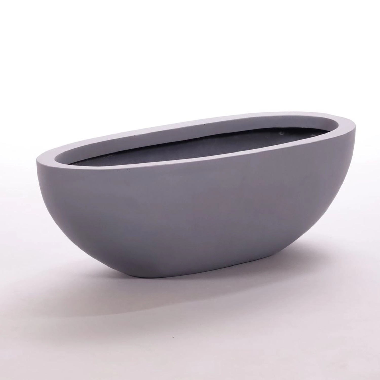Elegant Einrichten Pflanzkübel Fiberglas Oval 65x31xH25cm Grau günstig online kaufen