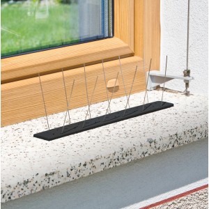 Windhager Vogelabwehr-Set Spikes auf Fensterbank montiert, zum Schutz vor Tauben und Vögeln.