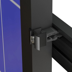 Anthrazitfarbene Solar Querstrebe (20x67x2400 mm) für ZacAlu Zaunsystem, Detailansicht.
