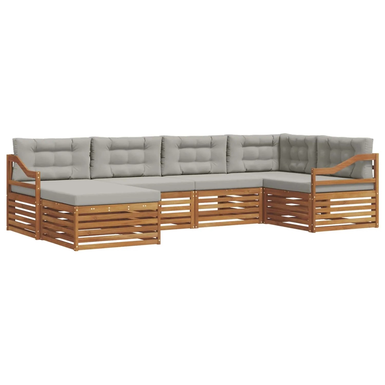 vidaXL Outdoor-Sofagarnitur mit Kissen 18-Tlg Natur und Hellgrau 3373756