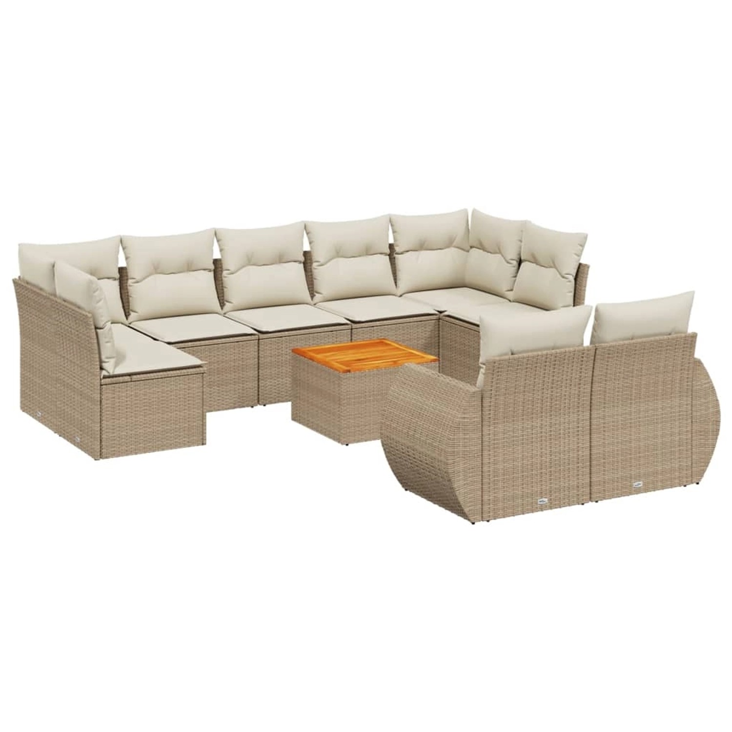 vidaXL 10-Tlg Garten-Sofagarnitur mit Kissen Beige Poly Rattan 3225155 günstig online kaufen