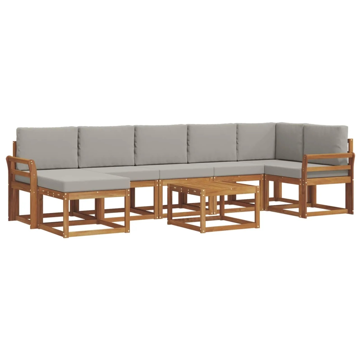 vidaXL Outdoor-Sofagarnitur mit Kissen 8-Tlg Natur und Hellgrau 3366744