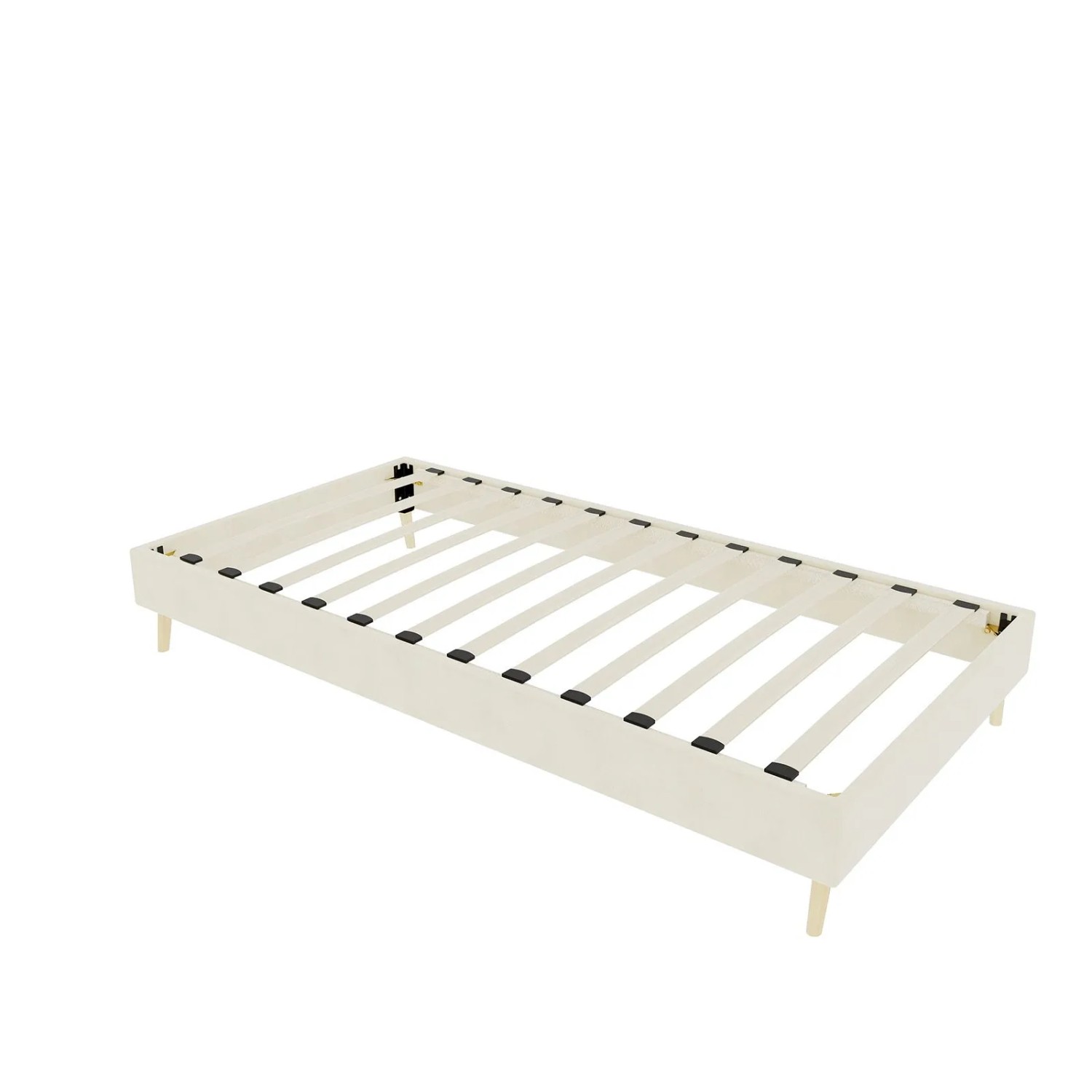 okwish Bettgestell 90x200cm mit Samt Schlafzimmer Beige ohne Matratze