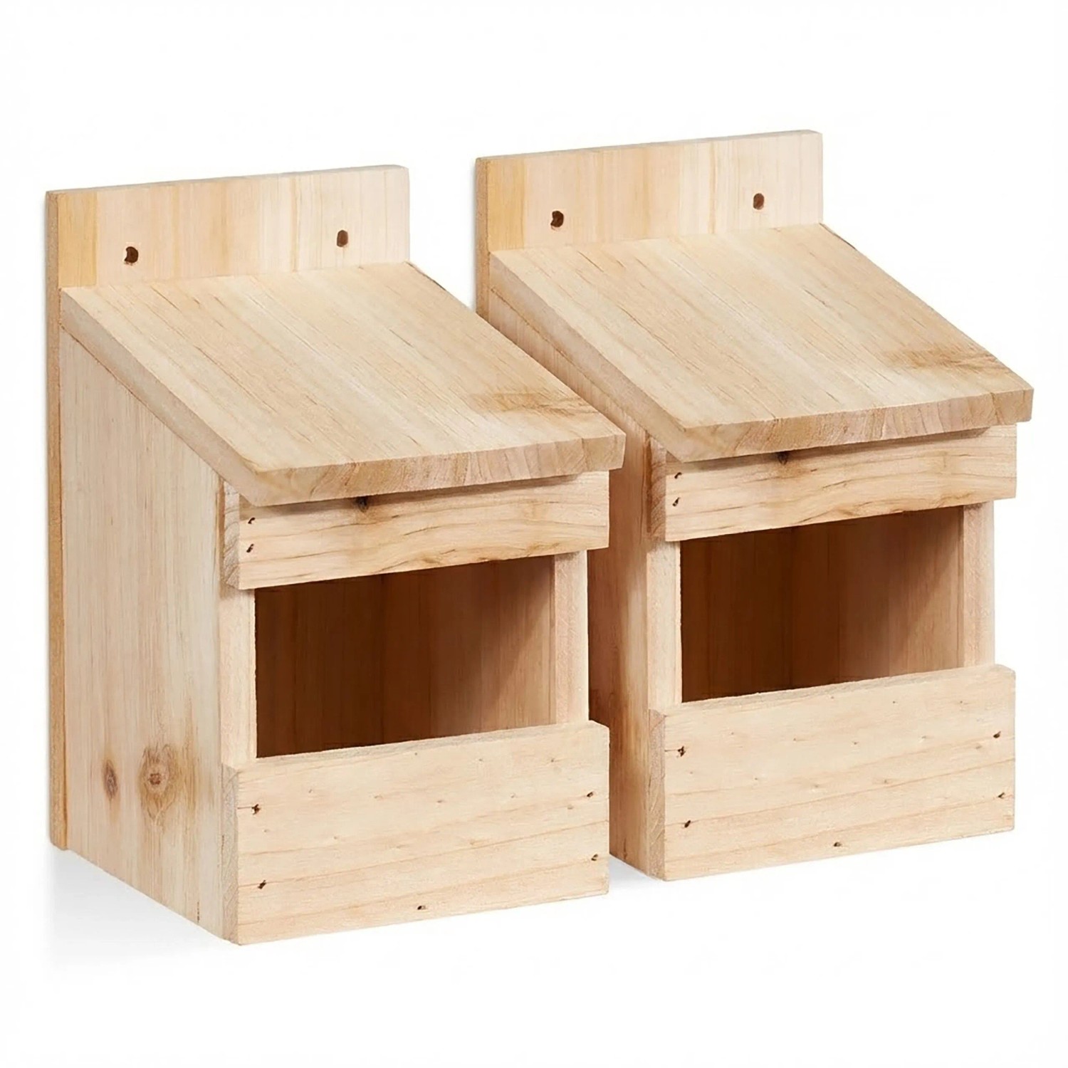 Relaxdays Halbhöhle Nistkasten Tannenholz Natur 2er Set 20 cm x 12 cm x 15,5 cm, 400 g