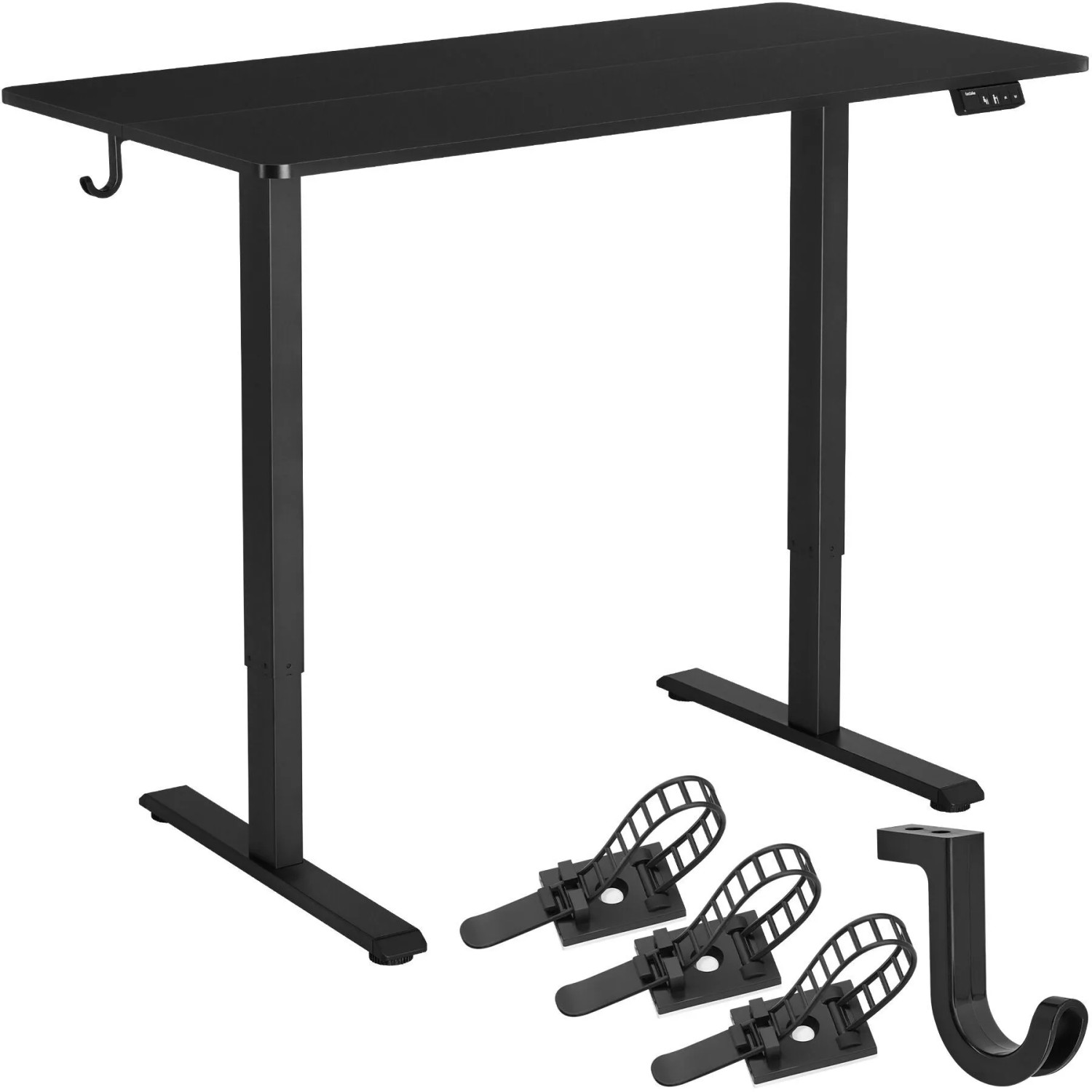 Tectake Höhenverstellbarer Schreibtisch Loki Elektrisch  2 Stufig Memoryfunktion  Antikollisionssystem  60 x 120 x 116 cm Schwarz