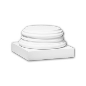 Weißer PROFHOME Sockel für Vollsäulen, Zierelement aus Stuckdekor, 21,4x12x21,4 cm.