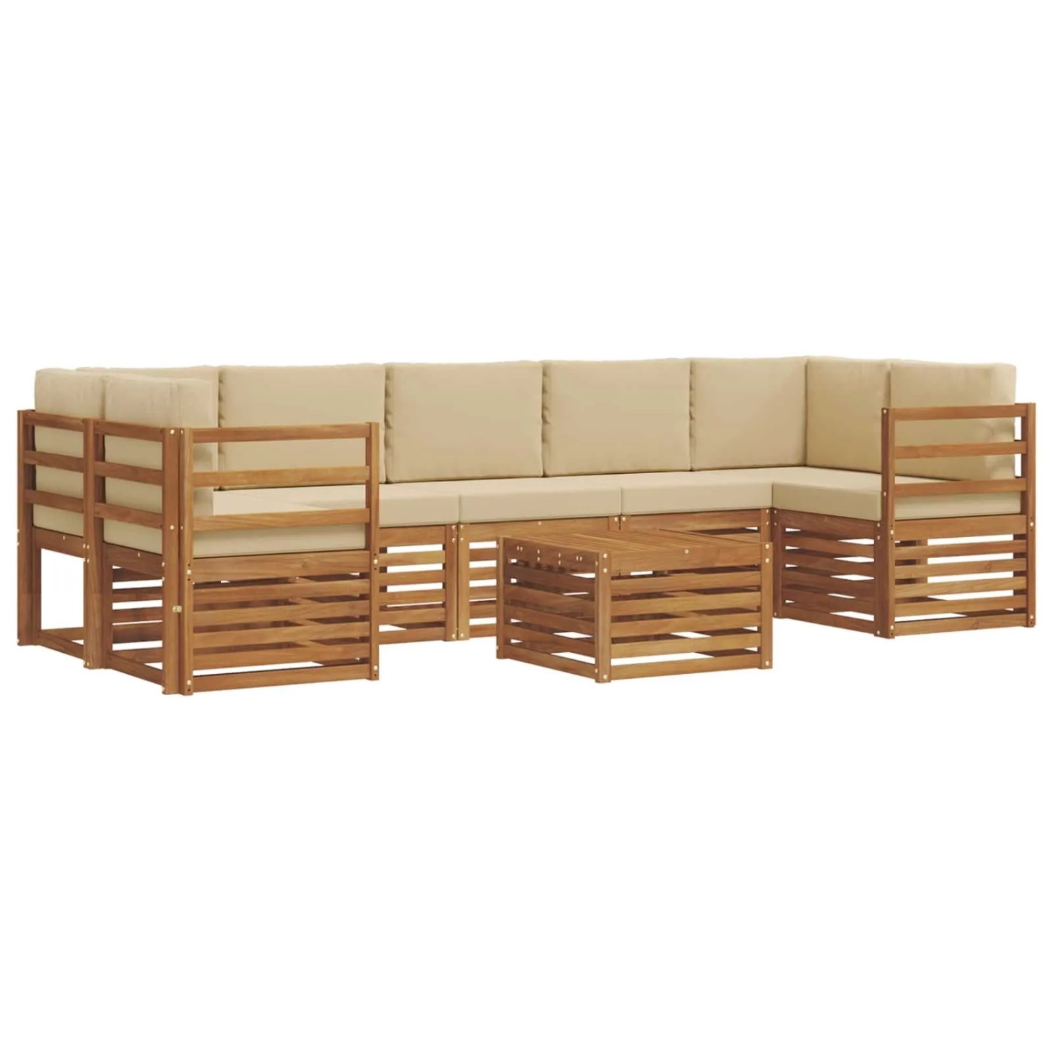 vidaXL Sofagarnituren 8 Tlg Natur und Beige Massivholz Akazie 3374513