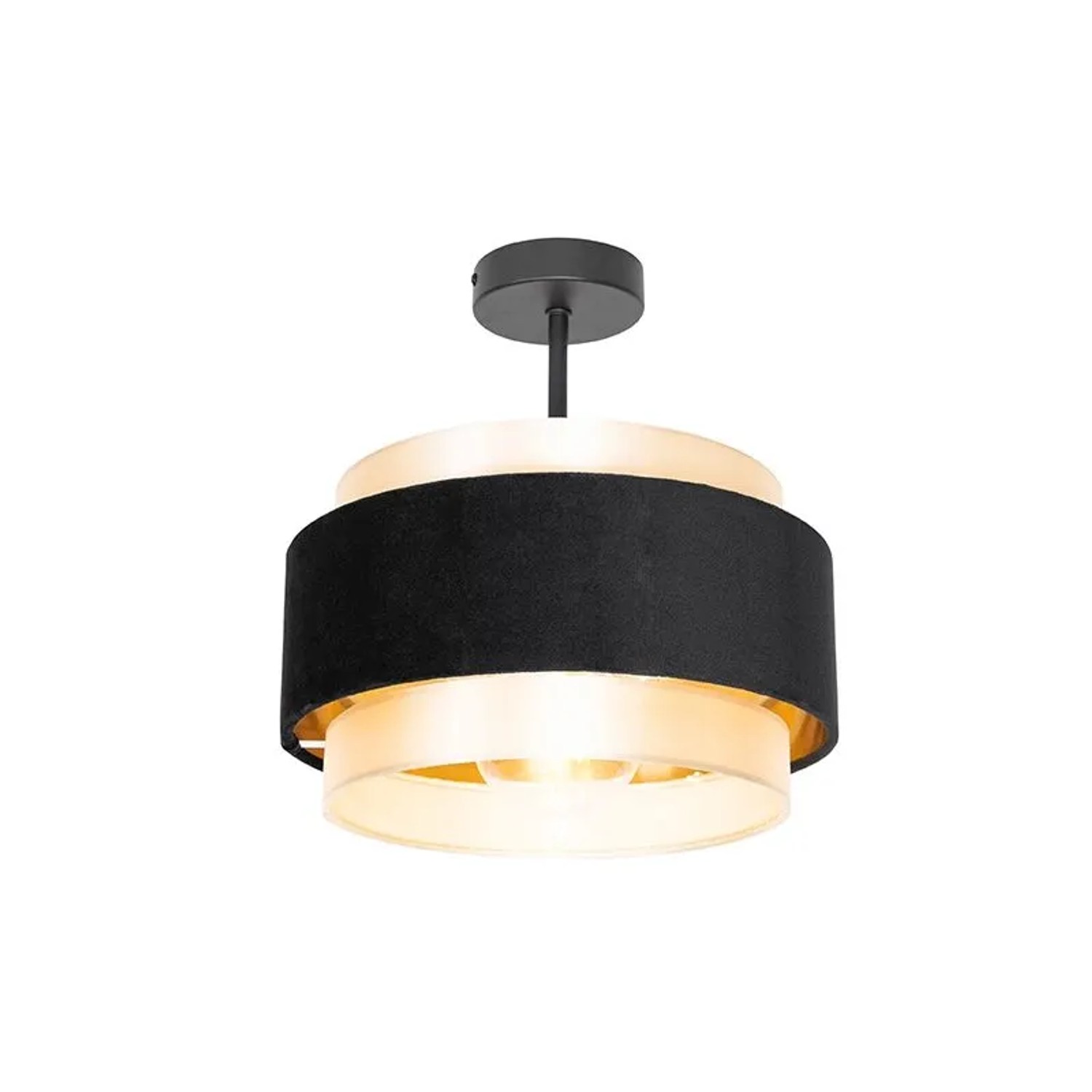 QAZQA Moderne Deckenlampe Schwarz mit Gold Elif