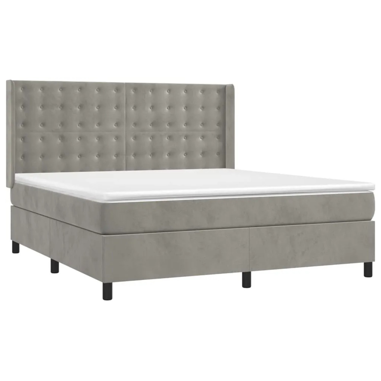 vidaXL Boxspringbett mit Matratze Hellgrau 180x200 cm Samt 3132933 günstig online kaufen