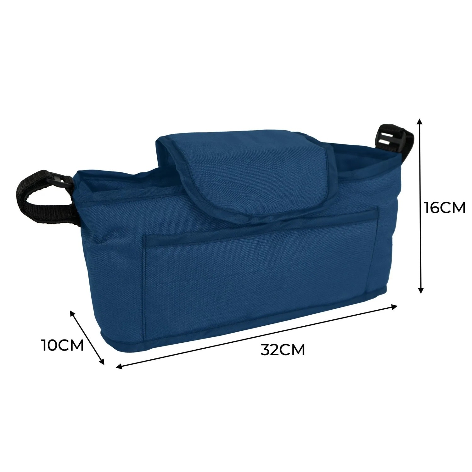 Marineblaue Fronttasche für Monstershop Haustierwagen, wasserdicht, mit Fächern und Klettverschluss.