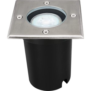 Eckige LED Bodeneinbauleuchte, 35W, Edelstahloptik, für den Außenbereich.