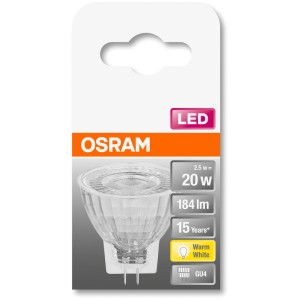 Osram LED-Leuchtmittel GU4, 2,5W, warmweiß, 184lm. Energiesparende LED für Wohnräume.