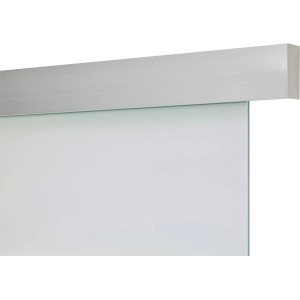 Schienenset Lifeline Aluminium für Glastür, 1-flügelig, 190cm, mit Griff und Selbsteinzug.