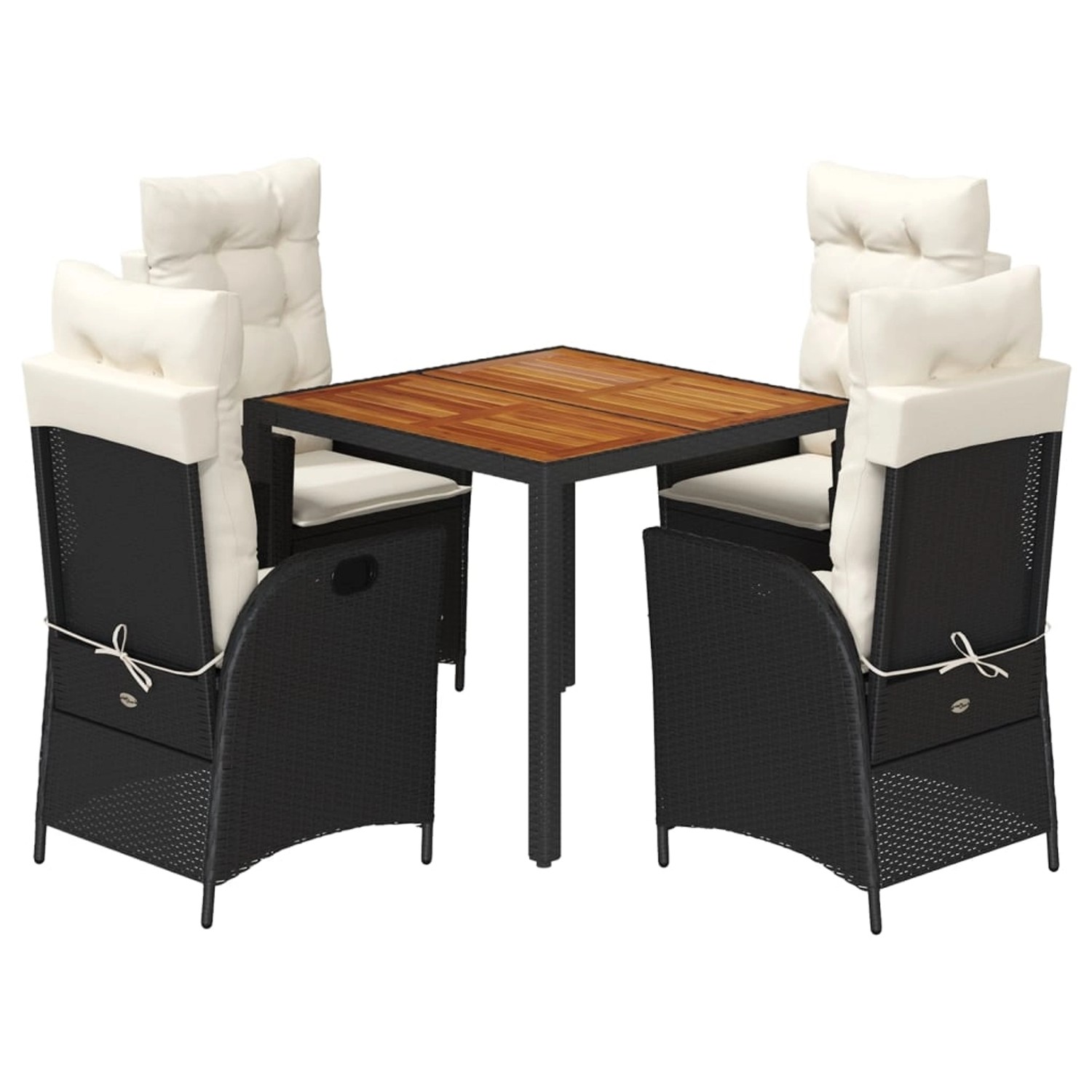 vidaXL 5-Tlg Garten-Essgruppe mit Kissen Schwarz Poly Rattan 3213086 günstig online kaufen