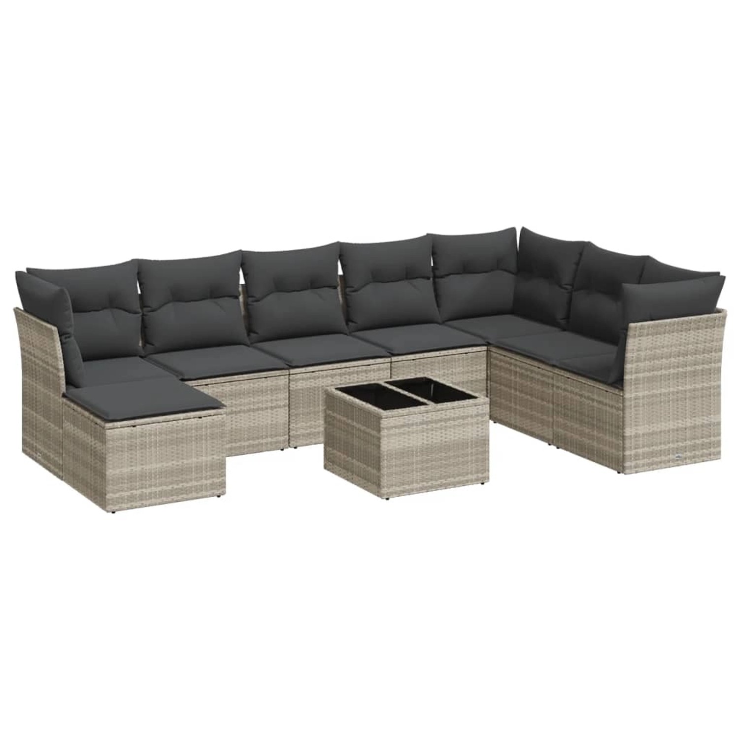 vidaXL 9-Tlg Garten-Sofagarnitur mit Kissen Hellgrau Poly Rattan 3218062 günstig online kaufen