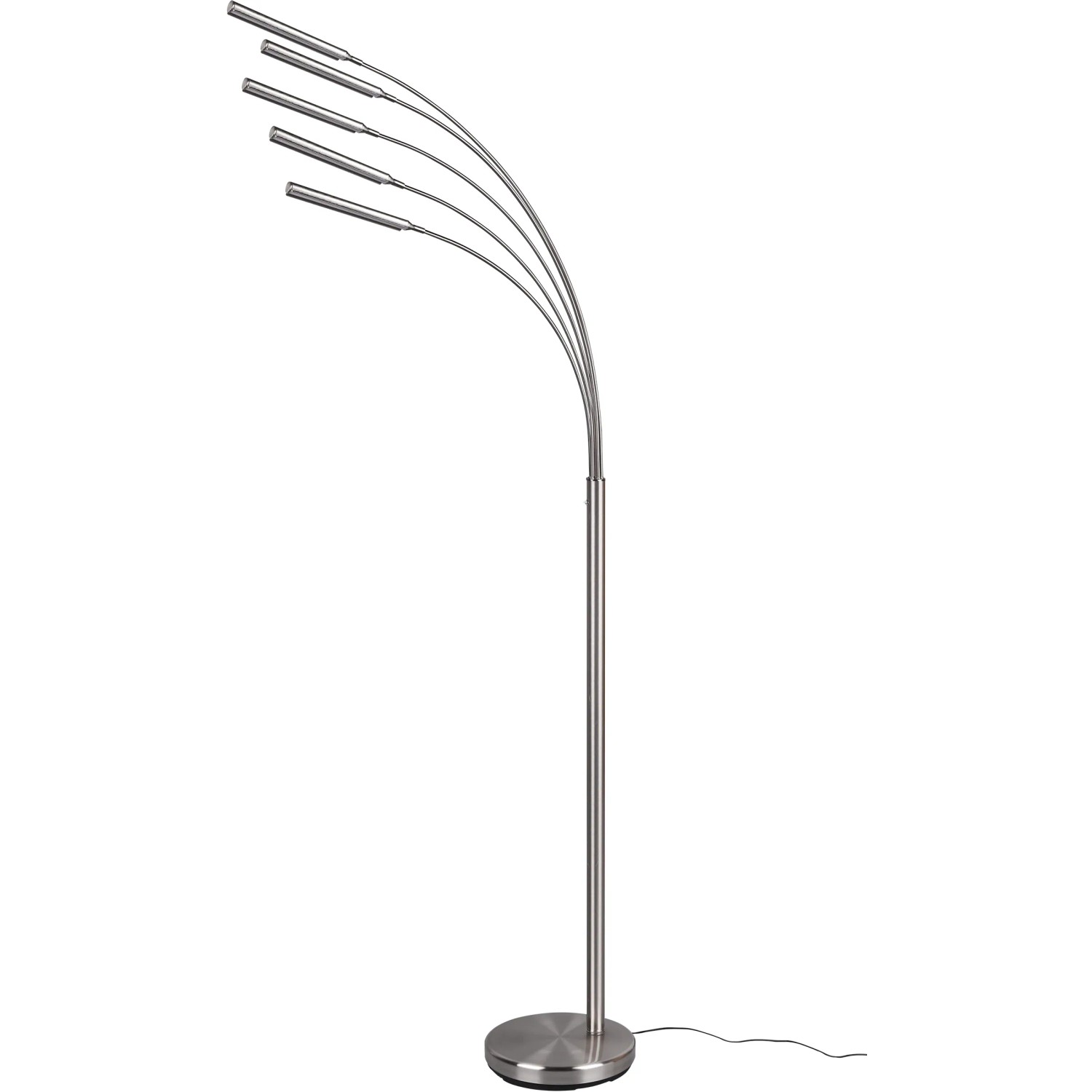 Moderne LED Stehleuchte Reed in Nickel matt, fünfflammig, für Wohnzimmer.