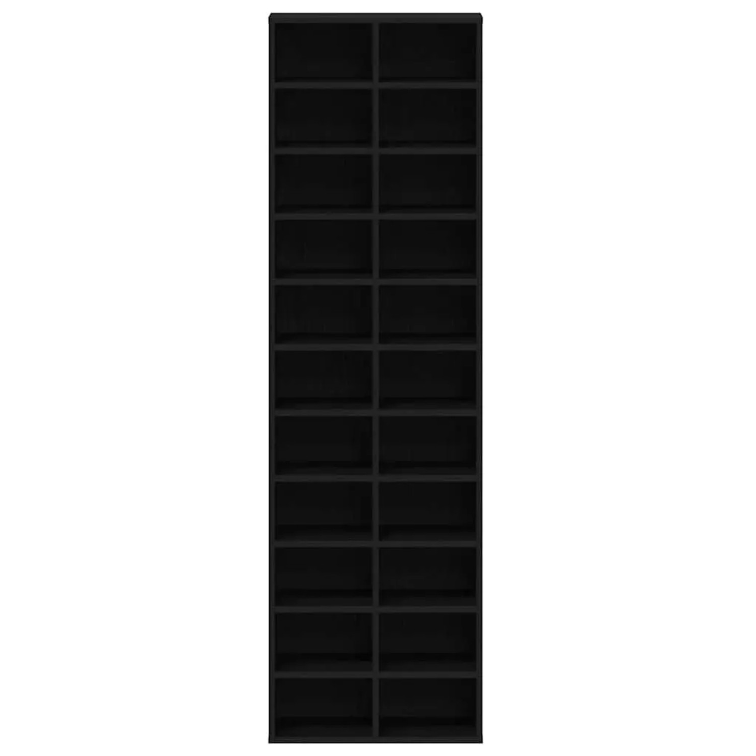 Schuhschrank in Schwarz Eichen-Optik mit 22 Fächern, 54x34x183 cm, für eine ordentliche Schuhaufbewahrung.