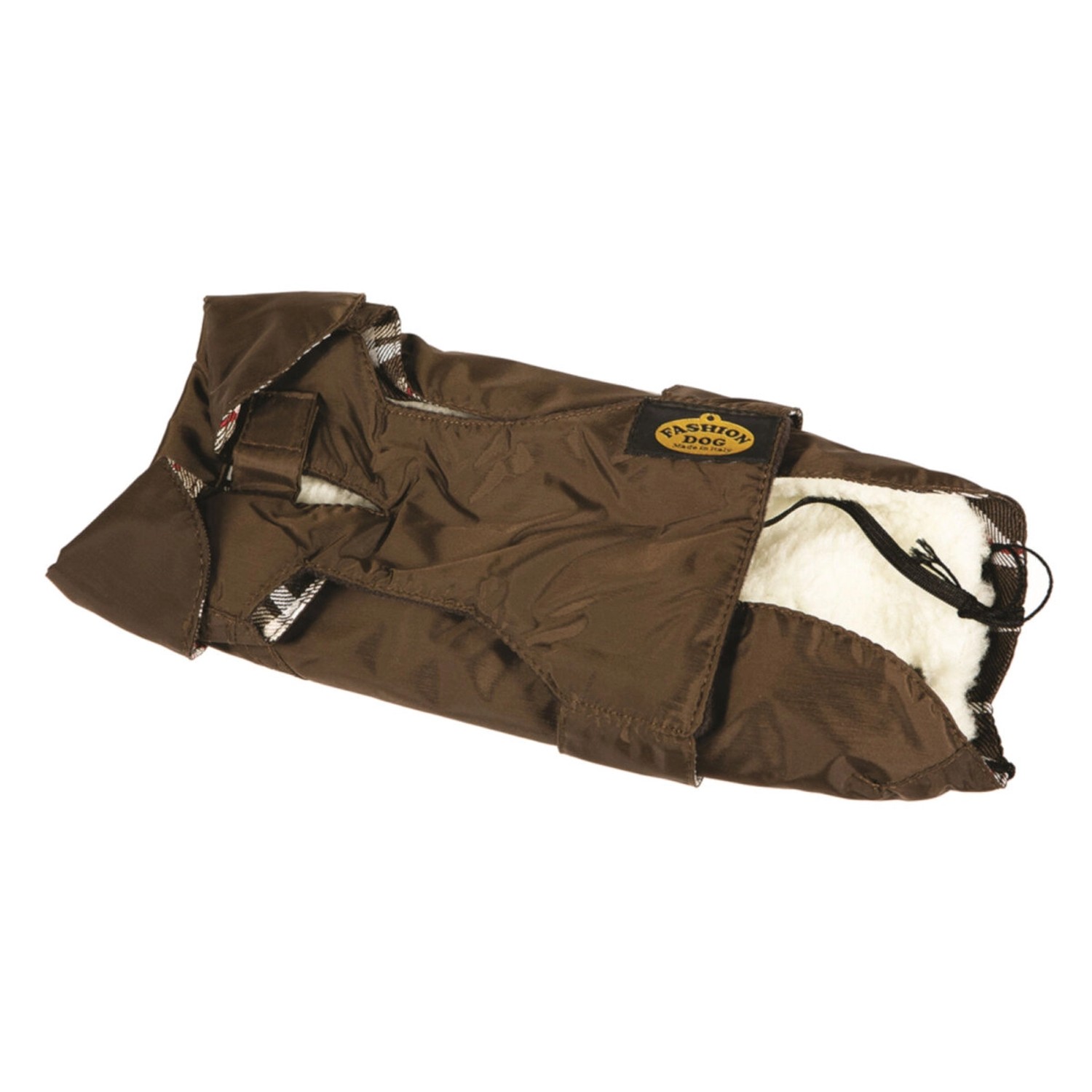 Fashion Dog Hundemantel mit Kunstpelz-Futter Braun 27 cm