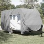 Graue vidaXL Schutzhülle für Wohnwagen, 670x250x220 cm, aus Vliesstoff. Allwetterschutz für Caravan.