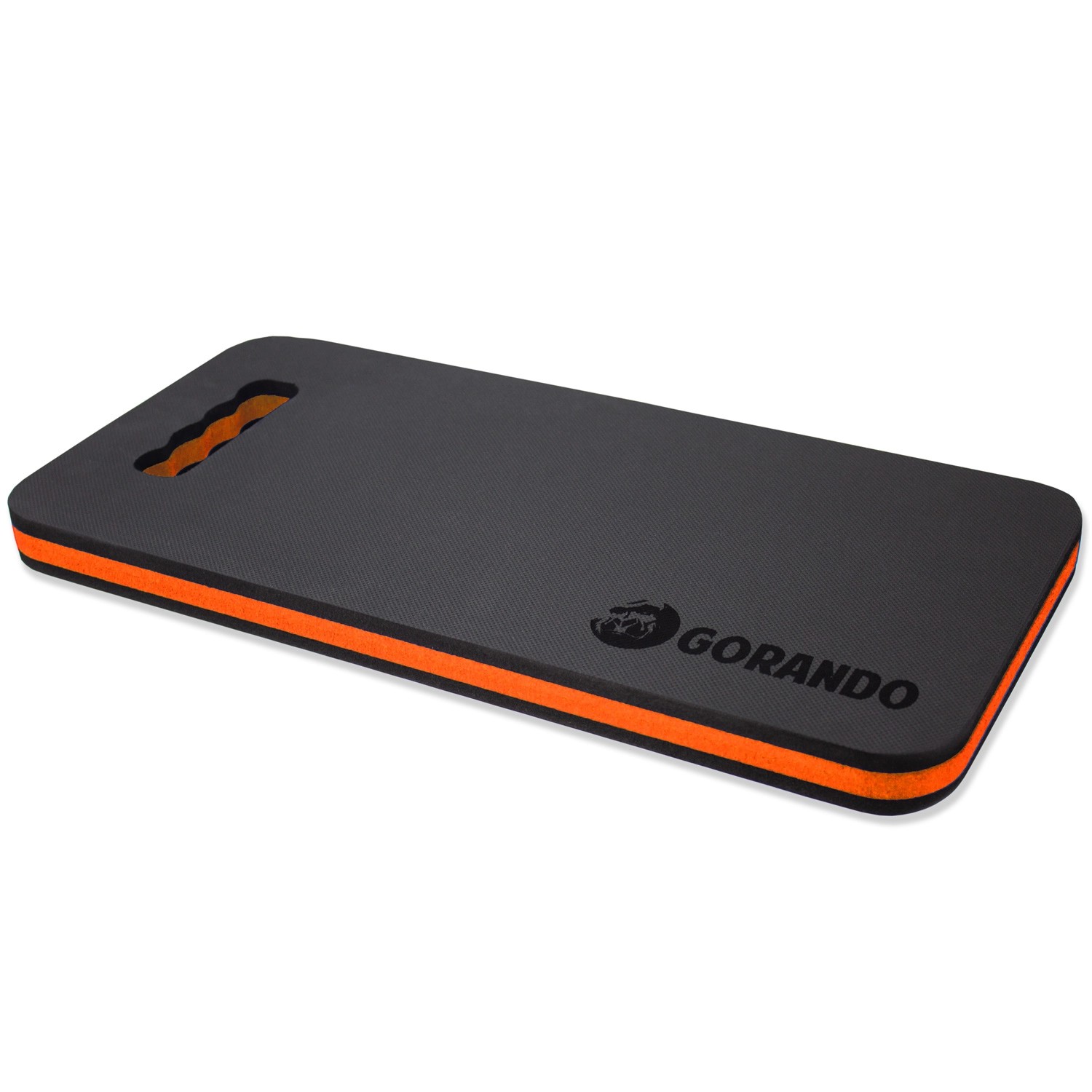 Gorando Premium Kniekissen 2er Set, schwarz/orange, mit Tragegriff. Ideal für Garten, Werkstatt und Haus.