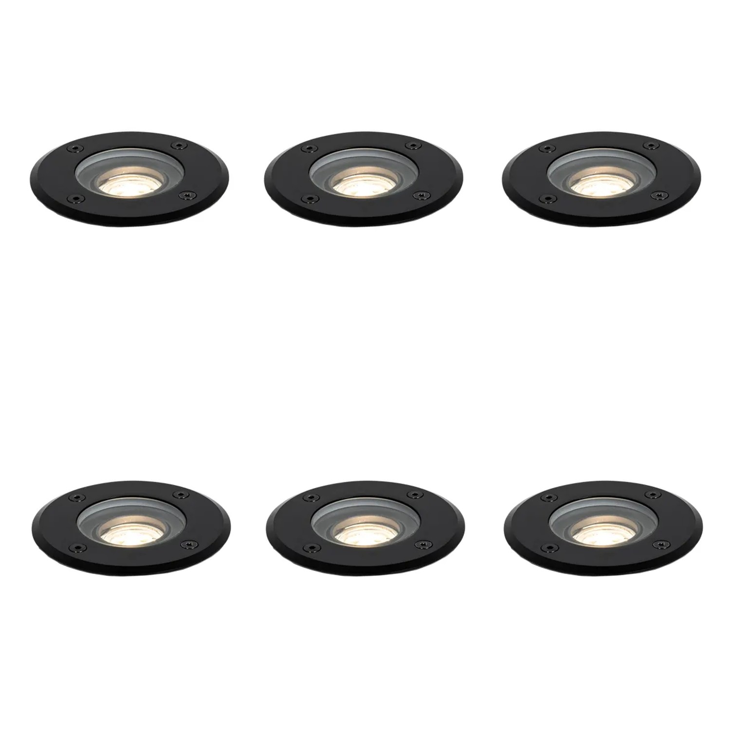 Qazqa Set Mit 6 Modernen Außen BodenSpothlights Schwarz 35 Mm Verstellbar IP65 Delux