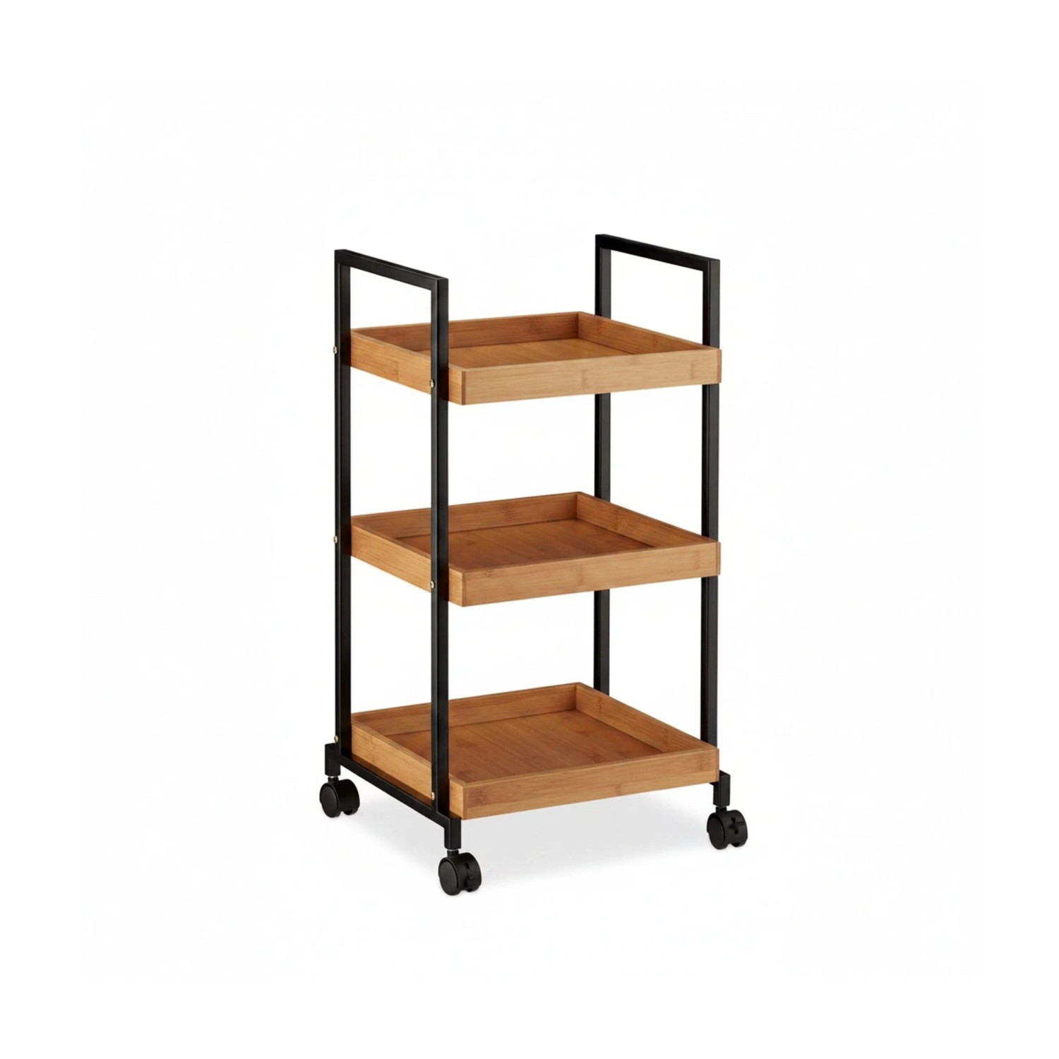 Relaxdays Servierwagen Bambus Schwarz 3 Etagen 69,5 cm x 37 cm x 34 cm