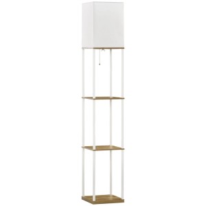 HOMCOM Stehlampe mit 3 Fächern E27 Sockel 40 W Weiß exkl. Glühbirne
