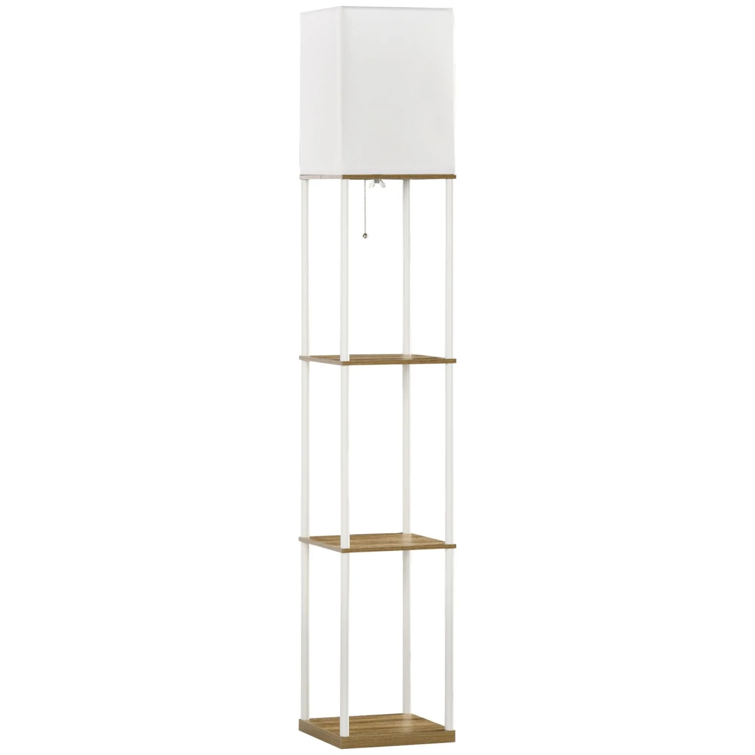 HOMCOM Stehlampe mit 3 Fächern E27 Sockel 40 W Weiß exkl. Glühbirne