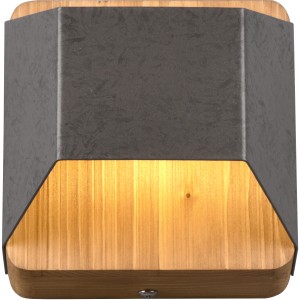 Trio LED-Wandleuchte Arino in Nickel antik und Holzoptik, warmweißes Licht.