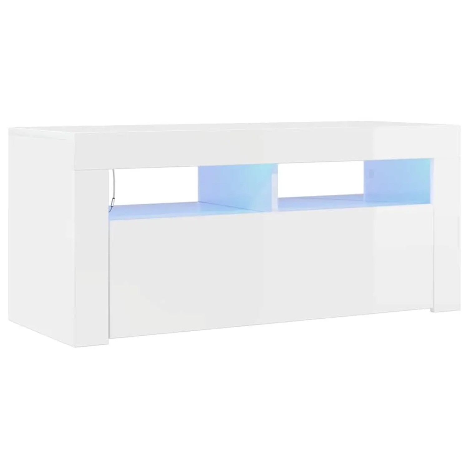 vidaXL TV-Schrank mit LED-Leuchten Hochglanz-Weiß 90x35x40 cm 804325