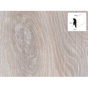 Sockelleiste Eiche Palena, 60x20x2600 mm, mit Kabelkanal und Clip-Befestigung.