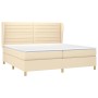 Cremefarbenes vidaXL Boxspringbett 200x200 cm mit Matratze und hohem Kopfteil.