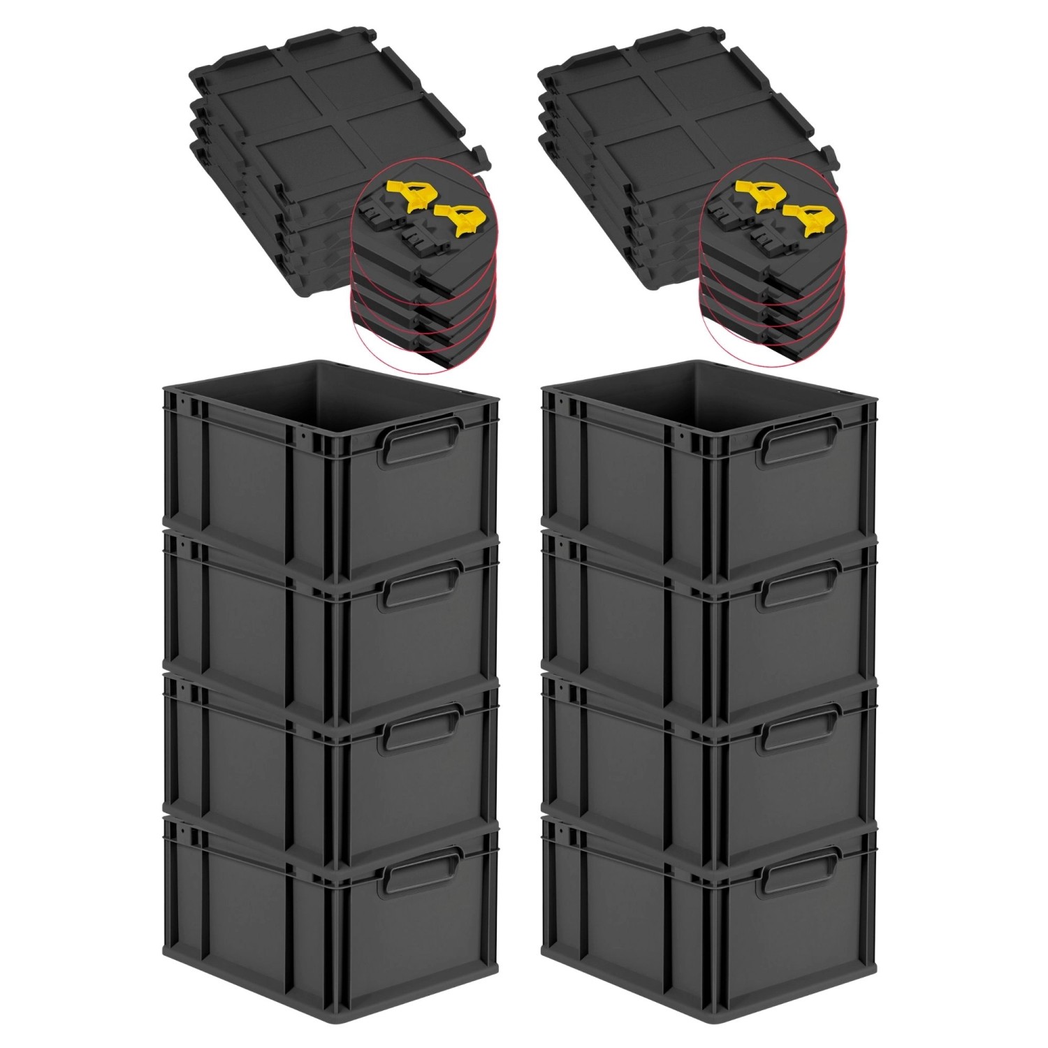 PROREGAL SuperSparSet 8x Eurobox Nextgen Grip Mit Scharnierdeckel Und Gelbe günstig online kaufen