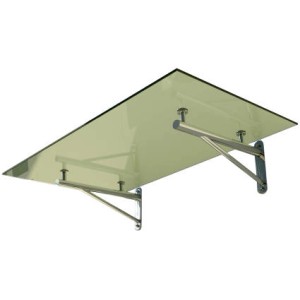 Glasvordach Elbrus Klarglas, 150x90 cm, mit Edelstahlhalterungen. Ideal für den Hauseingang.