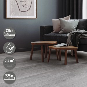 ML-Design Vinylboden Windswell Hickory Eiche, 4,2mm, Click-System, im Wohnraum verlegt.