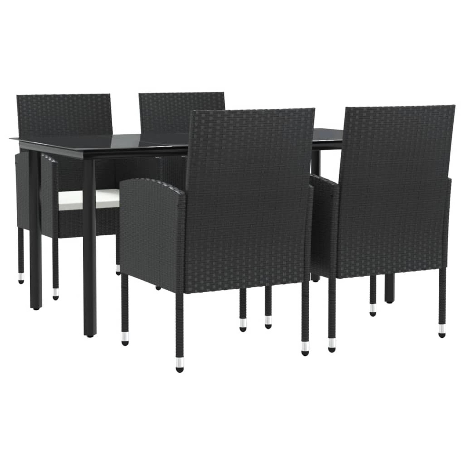 vidaXL 5-Tlg Garten-Essgruppe Schwarz Poly Rattan und Stahl 3203316