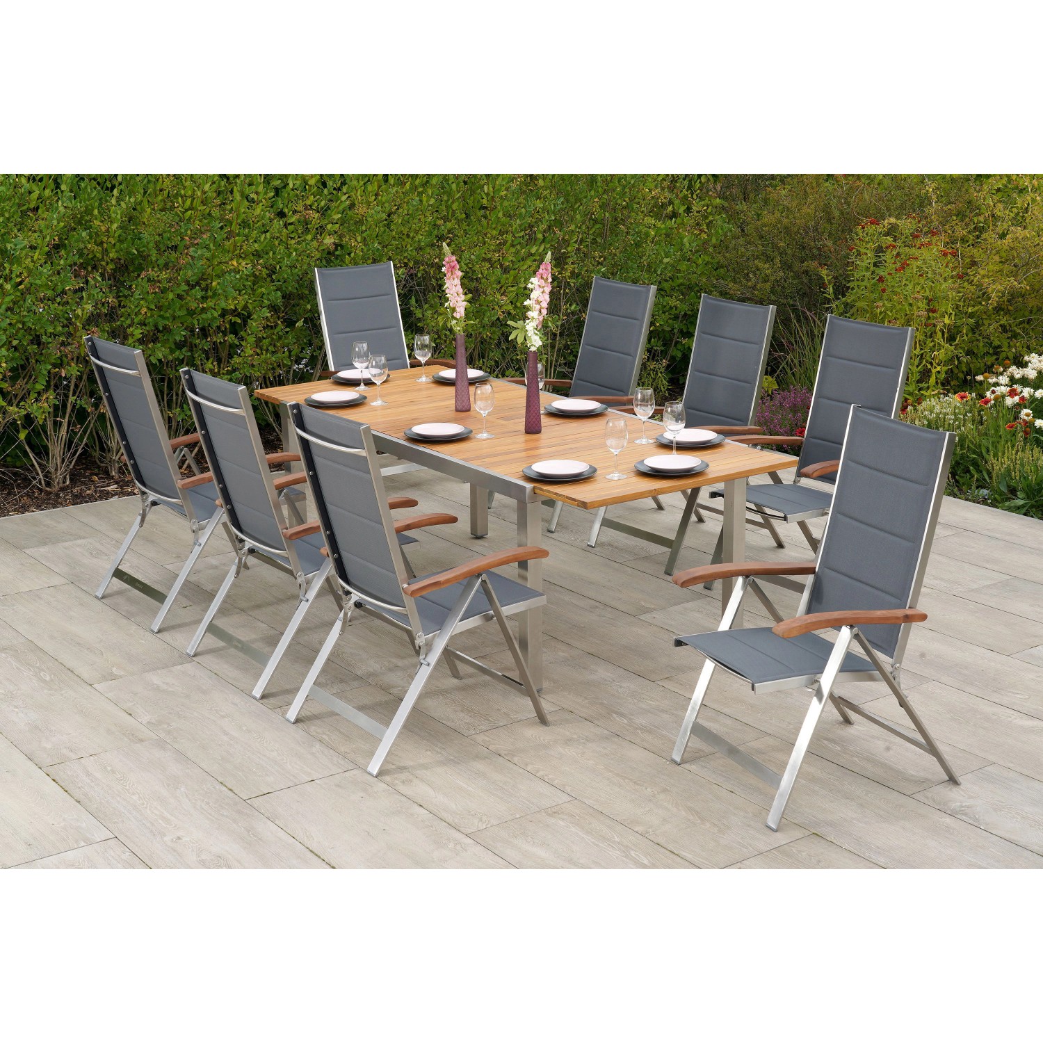 Merxx Ferrara Set 9-tlg. Gartentisch Ausziehbar 180/240 x 100 cm günstig online kaufen