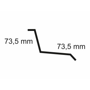 Sarei Anschlussprofil 73/73 HG14, Detailansicht des Profils mit Maßangaben, für Dachbleche.