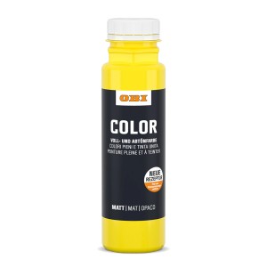 OBI Color Voll- und Abtönfarbe in Gelb, 250ml Flasche für farbintensive Anstriche.
