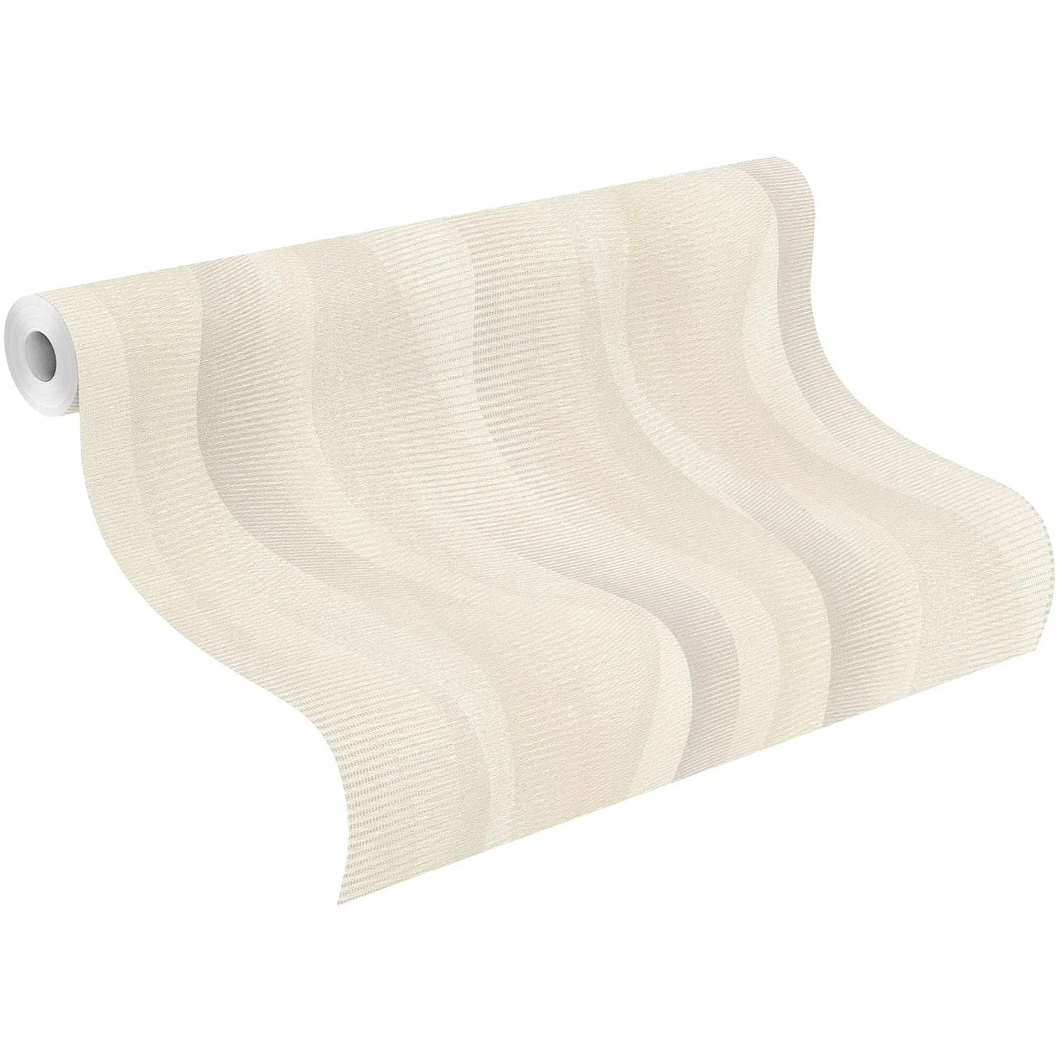 Rasch Vliestapete Tapetenwechsel II 651515, beige mit Wellenmuster, Rolle 10,05x0,53m.