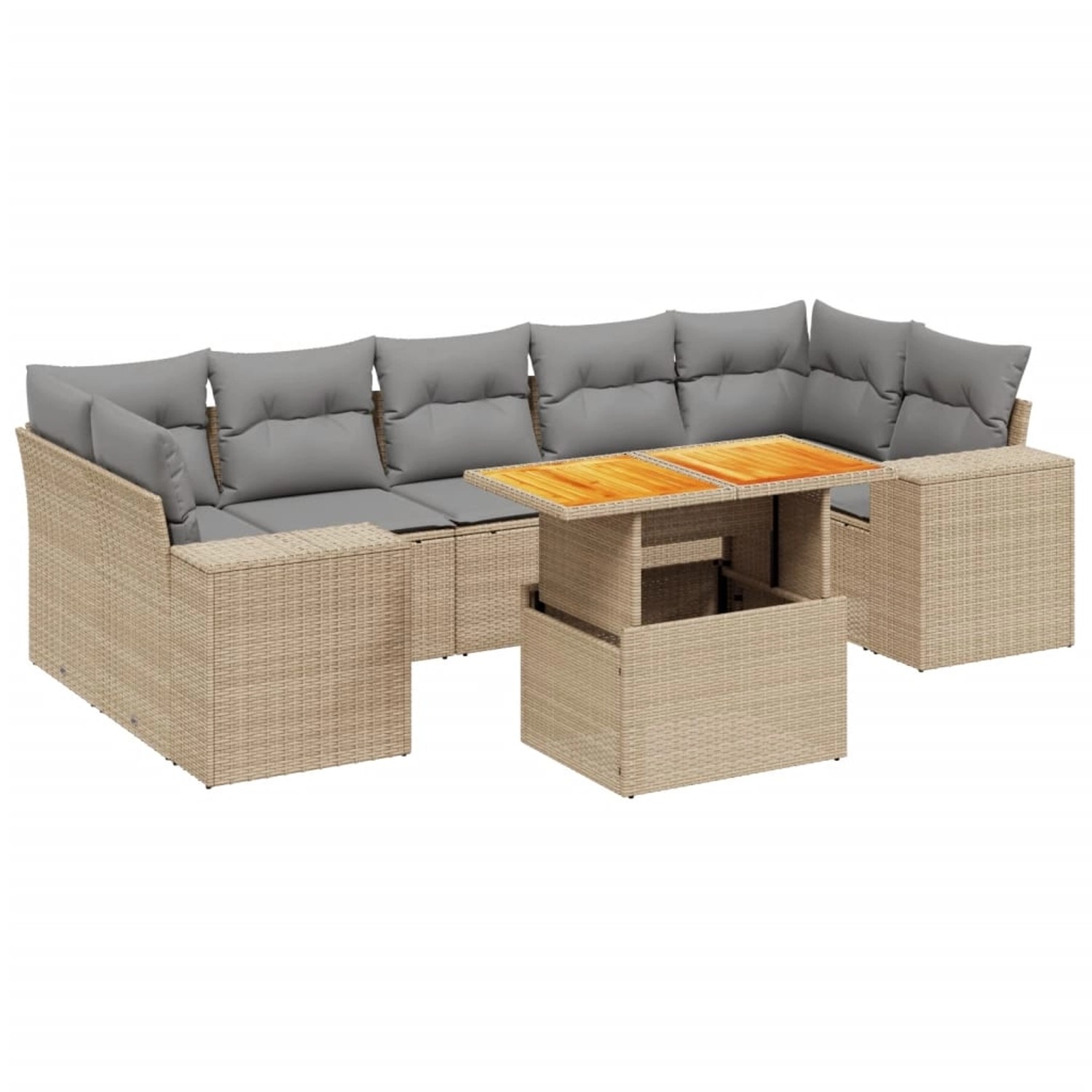 vidaXL 8-Tlg Garten-Sofagarnitur mit Kissen Beige Poly Rattan 3272550 günstig online kaufen