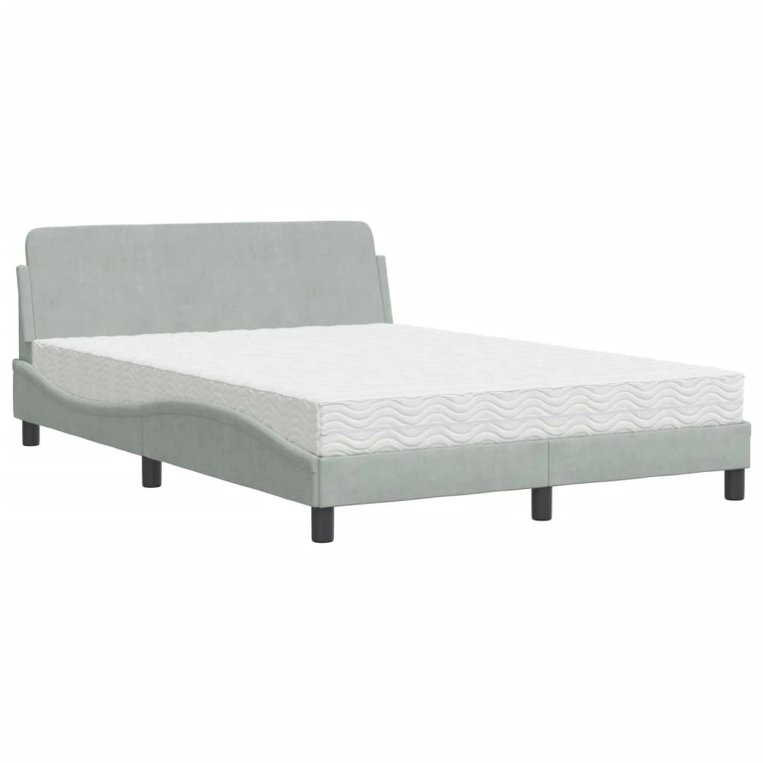 Thumbnail - vidaXL Bett mit Matratze Hellgrau 120x200 cm Samt2009061
