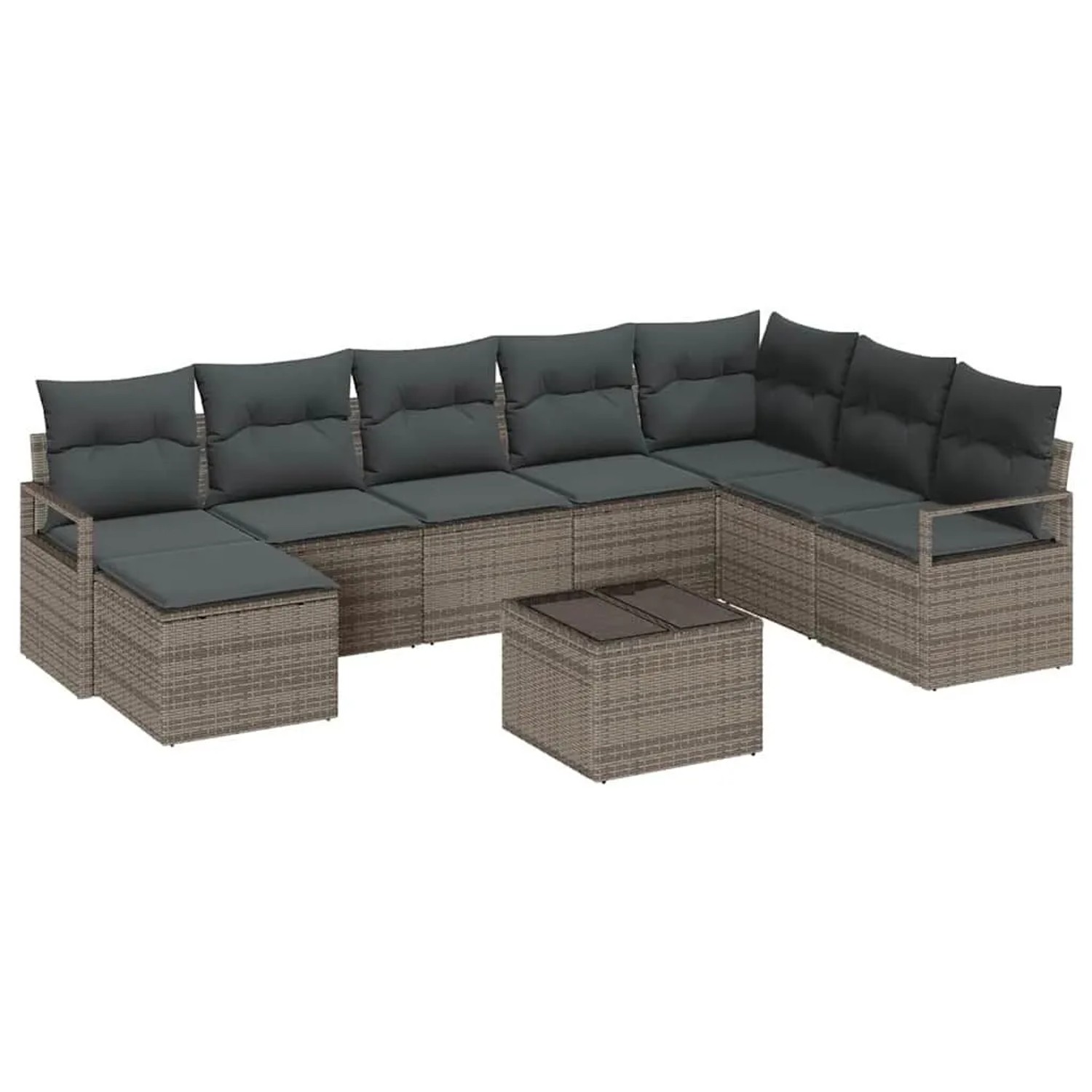 Thumbnail - vidaXL Sofa Set mit Kissen mit Speicher 9 Stk Hellgrau Poly-Rattan 3355178