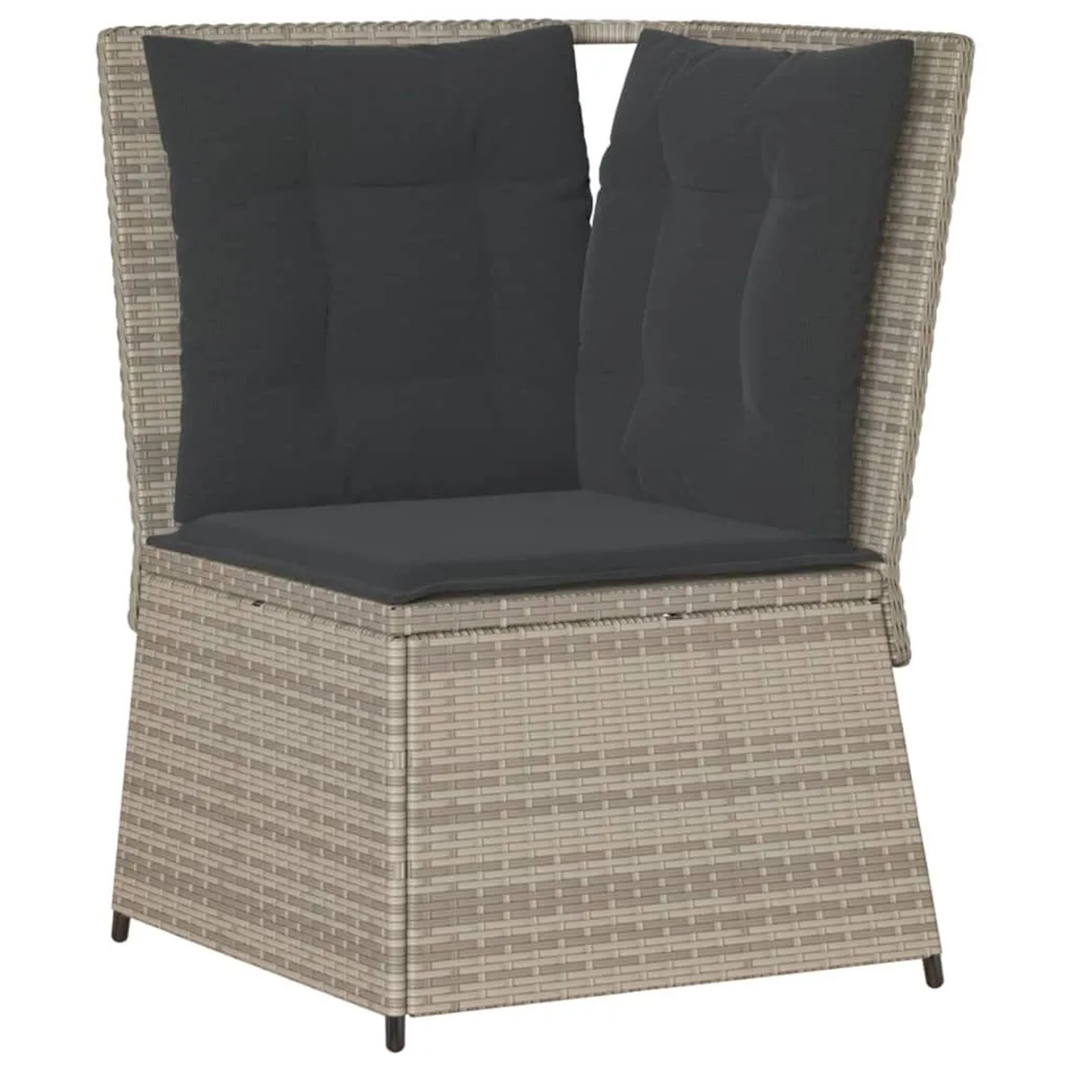 Furnicato Garten-ecksofa Mit Kissen Hellgrau Poly Rattan