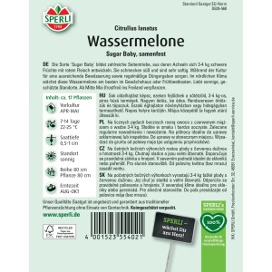 Sperli Saatgut Wassermelone Sugar Baby: Samenpackung mit Bild der Melone.