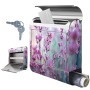 Edelstahl Briefkasten mit Lavendel Motiv, Zeitungsfach und Schlüssel. Rostfreier Wandbriefkasten.
