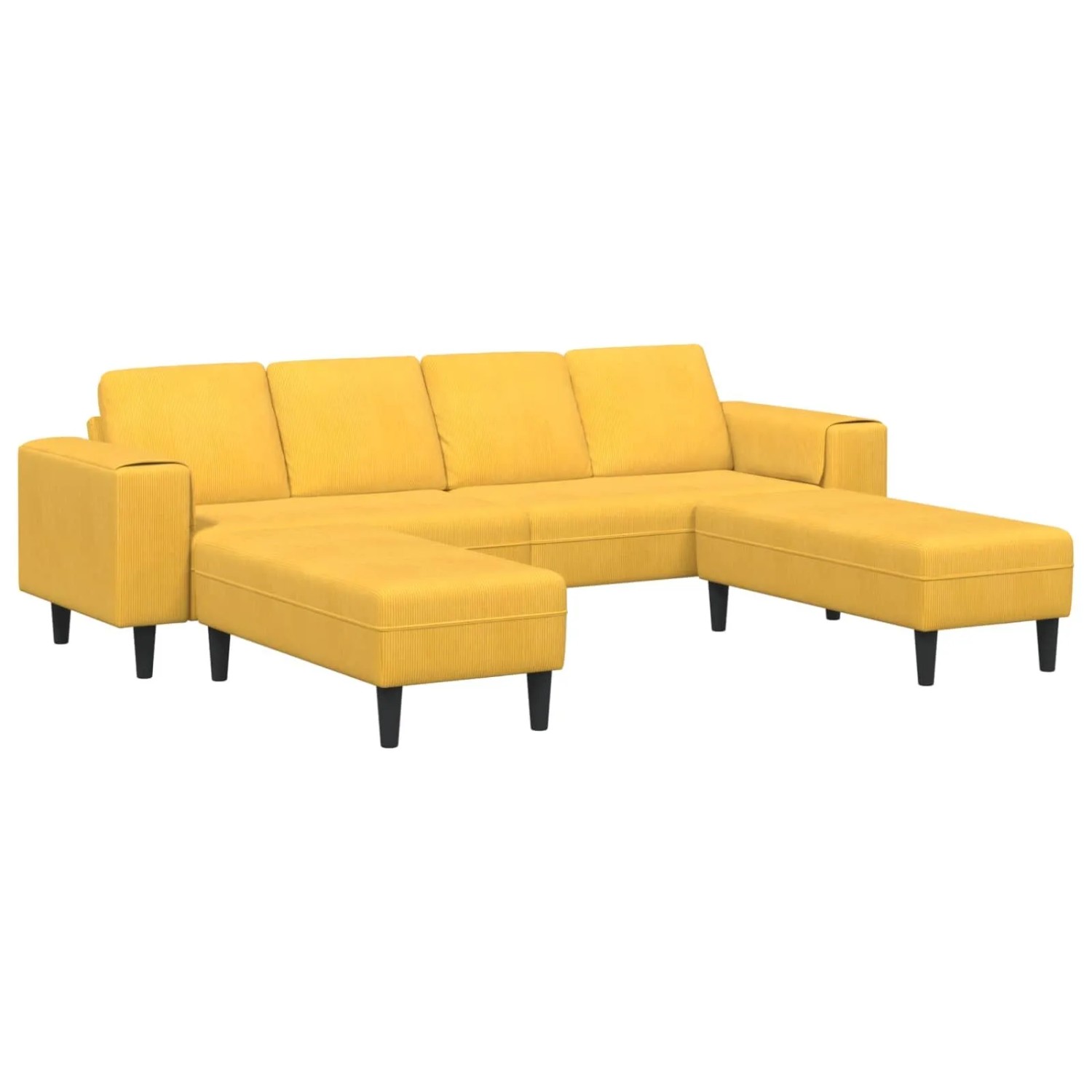 vidaXL Sofa mit Kissen Helles Gelb 250 x 188 x 76 cm Cordstoff 3335137