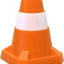 Verkehrskegel, orange mit weißem Streifen, aus dem Hape Sandspielzeug-Set.