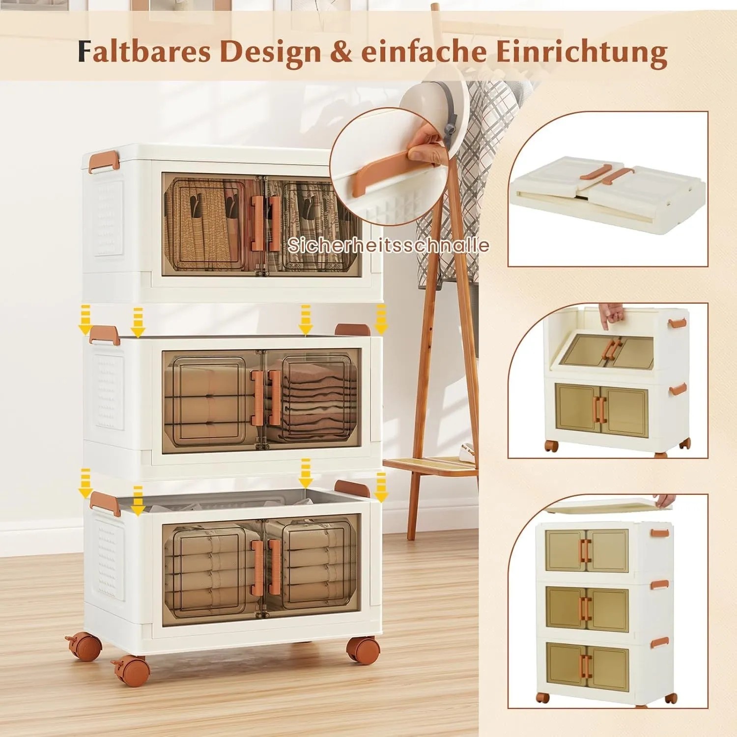 Costway Aufbewahrungsbox mit Deckel 19 L x 3 Stapelboxen Transparent_5