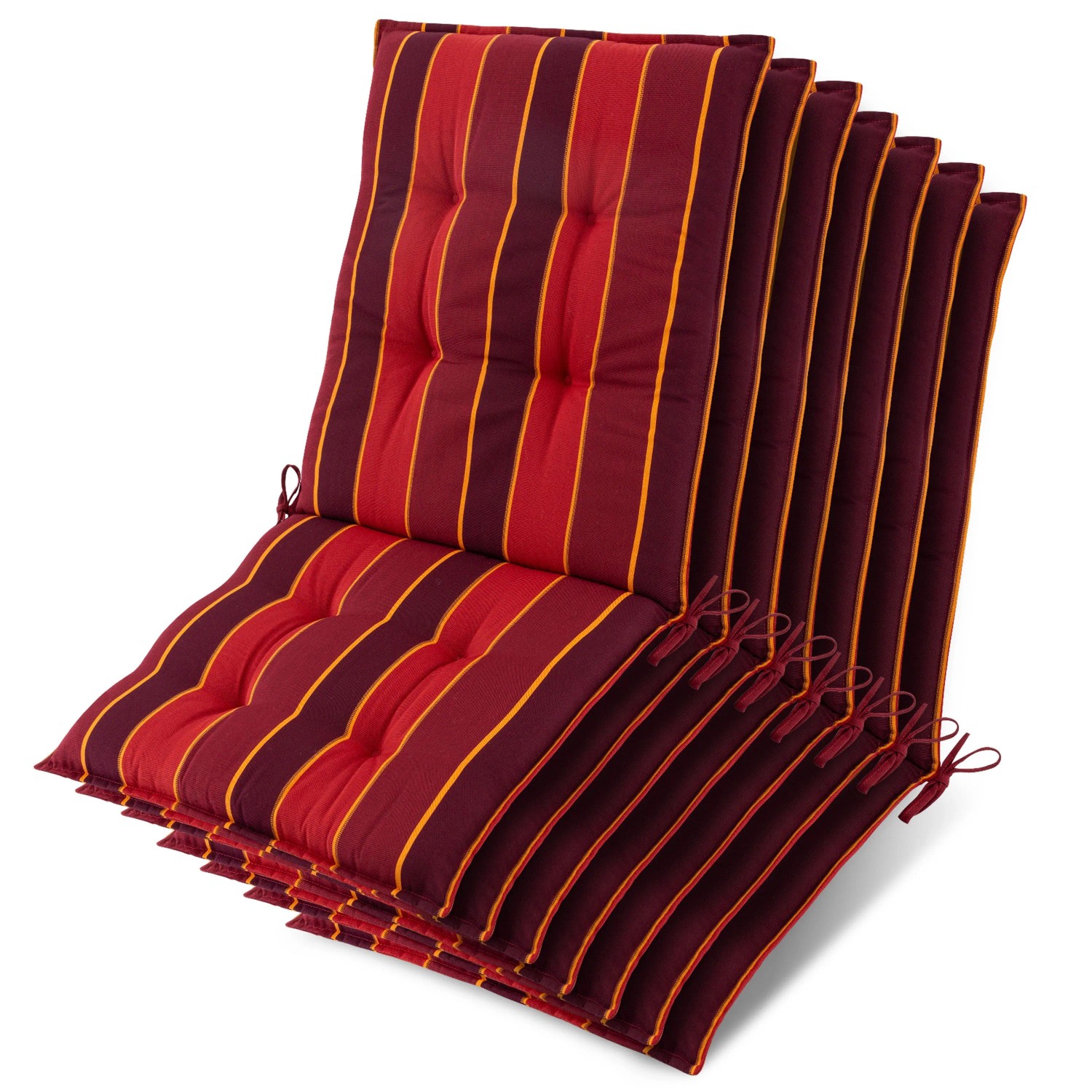 Beautissu 7x Niederlehner Sun-NL Auflage 100x50x8cm Rot-Gestreift
